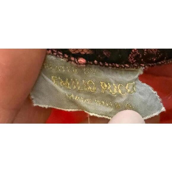 1960's Emilio Pucci Sheer Coral Babydoll Nightie + Brief Set size S/M - Picture 9 of 10